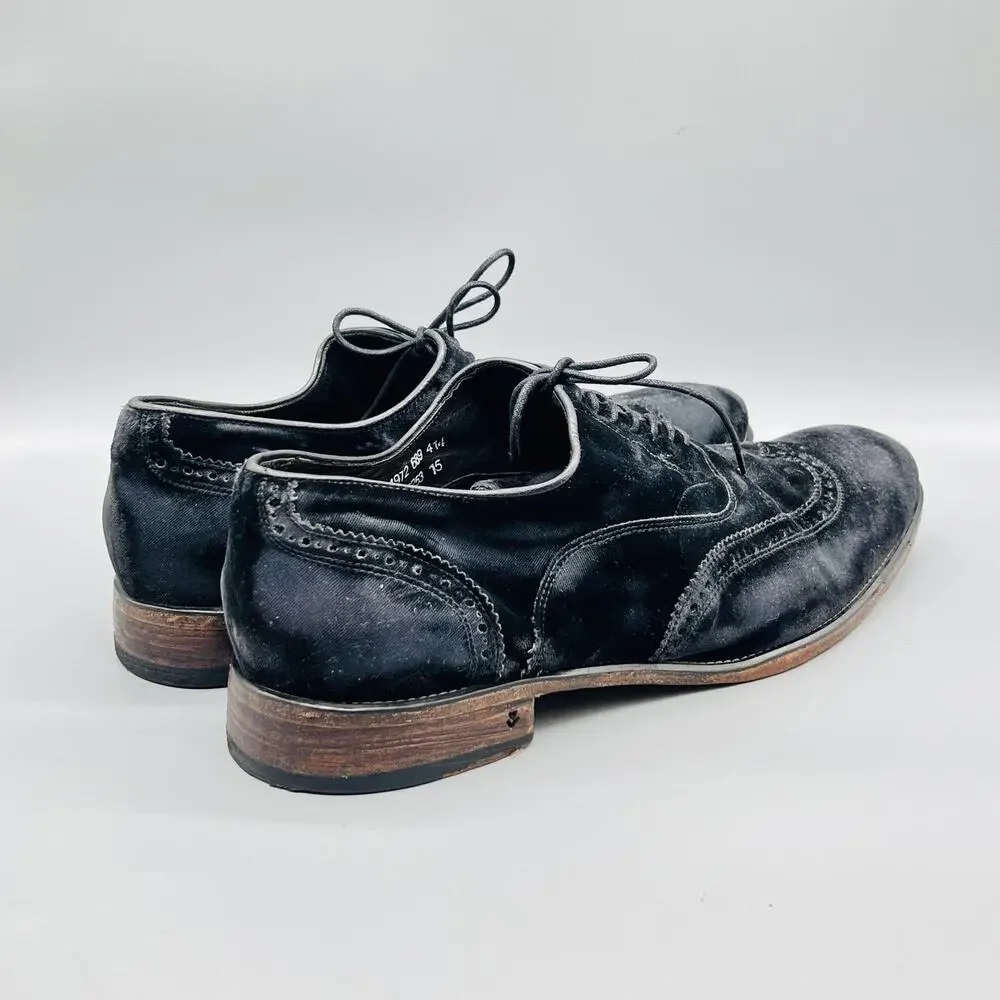 John Varvatos Shoes Mens 15 Black elvet Wingtip Oxford Fleetwood Distressed